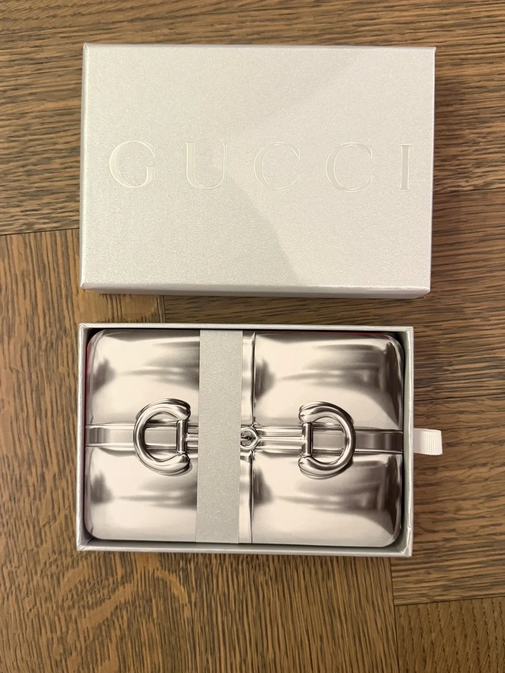 Gucci Leather Card Holder with Gold Bit Detail - and a Set of Playing Cards